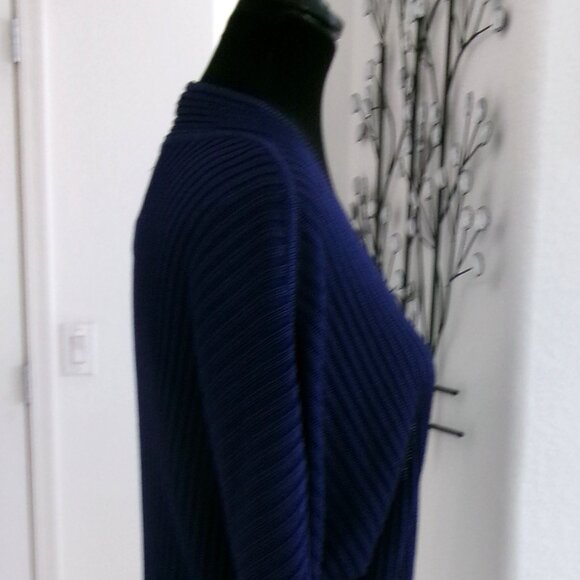 New Calvin Klein Navy Blue Open Front Cardigan Sweater L / M  3/4 Sleeves NWT - Picture 5 of 11